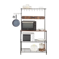Étagère de rangement réglable à 4 niveaux pour four à micro-ondes, avec prises de courant intégrées, pour cuisine et bar à café