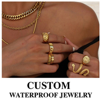 Maßgefertigter Schmuck Wasserdicht Anlaufbeständig Hypoallergen 18k Vergoldetes Messing Silber Edelstahl Fingerring für Damen und Herren