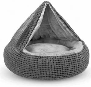 Hondenbed Met Aangehechte Deken Voor Kleine Honden Of Katten Zacht Pluche Gezellig Rond Puppybed Kalmerende Kattengrotbed Antislipbodem - Product Image 1