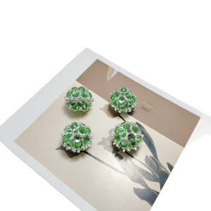 Electroplated Alloy Round <b>Beads</b> With Colored Stones For Jewelry Making DIY Accessories Sphere Shape Loose <b>Beads</b> - Product Image 5
