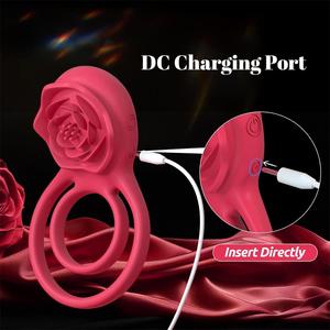 Anello vibrante per pene con stimolatore clitorideo a rosa, vibratore ad anello per pene, giocattoli sessuali per adulti per uomo e donna, 7 vibrazioni, sex toy per coppia - Product Image 2
