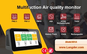 Détecteur de température et d'humidité intérieure noir, détecteur de qualité de l'air PM2.5, détecteur de particules de poussière et de formaldéhyde, analyseur de gaz avec alarme - Product Image 6