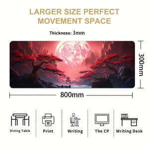 Alfombrilla de ratón de juego <span class=keywords><strong>grande</strong></span> con paisaje rojo personalizado, alfombrilla de ratón con suela de goma antideslizante, alfombrilla de escritorio para teclado con borde cosido, alfombrilla de ratón de oficina súper genial - Product Image 5