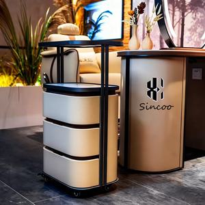French Hot Sale Three-tiered Multi-Function Salon Trolley Special <b>Tool</b> Storage Cabinet Barber Shops Luxury Hair Salon <b>Cart</b> - Product Image 5