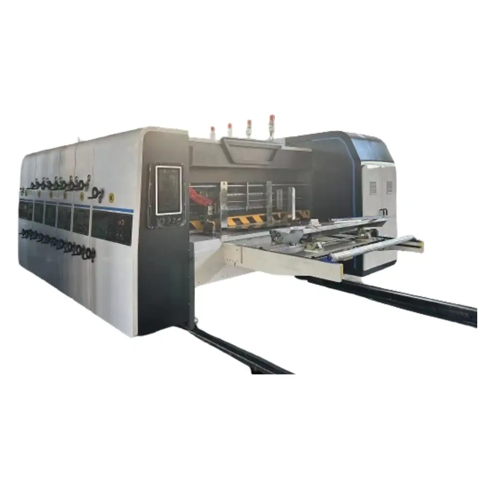 Máquina automática de entalho e corte de bordas para impressão flexográfica em três cores PRY-2000