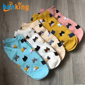 Calcetines de algodón Ehanking para mujer, bonitos calcetines tobilleros para mujer, calcetines cortos de algodón tejidos con dibujos de animales y gatos informales para mujer - Product Image 4