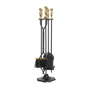 Forma di colore personalizzato più recente maniglia in ferro battuto per esterni stufa a legna <span class=keywords><strong>accessori</strong></span> per camino 4 pezzi oro <span class=keywords><strong>Set</strong></span> di strumenti per la pulizia del camino - Product Image 4