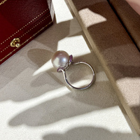 Maßgefertigter 18K Weißgold-Ring mit Südsee-Weißperle und Rosa und Blauen Saphiren für Damen, Ideal für Hochklassige Anlässe, Direkt vom Hersteller