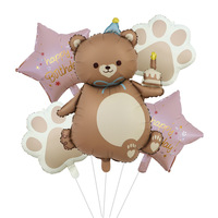Ensemble de ballons en aluminium Magic Cake Bear pour la décoration de fête d'anniversaire des enfants