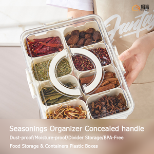 Chengyan xách tay 4/<span class=keywords><strong>6</strong></span>/8 ngăn thực phẩm lưu trữ container hộp nhựa Stackable gia vị tổ chức - Product Image 2