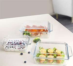 Bol à Soupe Assiettes Marmite avec Couvercle Salade Nouilles Instantanées Micro-ondes Récipient en Verre Résistant à la Chaleur <span class=keywords><strong>Four</strong></span> Rectangulaire - Product Image 5