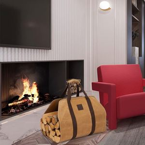 Porte-bûches en cuir BSCI, sacs de rangement en toile cirée pour bois de chauffage, prix usine - Product Image 5