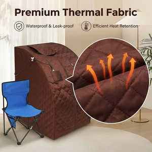 <span class=keywords><strong>Sauna</strong></span> portable électrique surdimensionné pour une personne avec coussin chauffant pour les pieds, vapeur humide 1000W et panneau de commande - Product Image 4