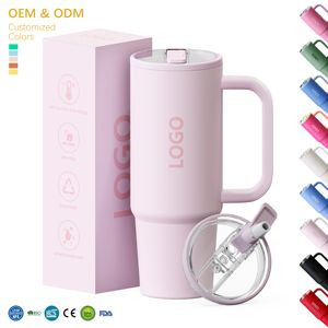 Gobelet isotherme à double paroi avec revêtement en poudre, personnalisé avec logo, 32 oz, 40 oz, en acier inoxydable, tasse à café de voyage avec couvercle - Product Image 1