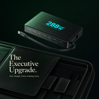 Station de charge de bureau GaN 288W, 8 ports (6C2A), chargeur rapide PD PPS 100W ultra-mince pour ordinateur portable, tablette, téléphone – Vente directe usine