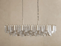 Lustre Suspendu Linéaire Neve en Verre Fumé et Cristal d'Acier, Style Vintage Italien, Hauteur Réglable, Lumière Blanc Chaud, pour Villa