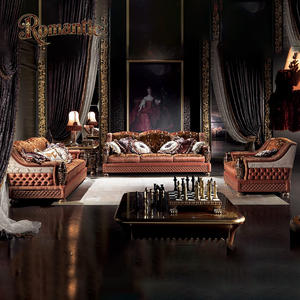 Ensemble de canapés en tissu en bois massif de style royal classique de luxe pour salon de grande <span class=keywords><strong>maison</strong></span>, vente chaude, 3 pièces avec housse - Product Image 1