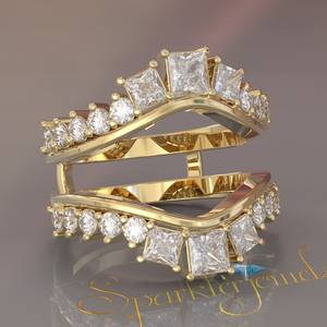 Anillo Personalizable con Aros de Diamantes, Anillo Envolvente Aggie, Anillo Envolvente de Diamantes, Anillo a Juego de Moissanita, Anillo de Eternidad, Banda de Eternidad de Diamantes - Product Image 5