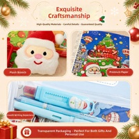 Kerst schrijfwarenset pluche broche A5 notitieboek potlood gum klikpen groothandel klasprijs cadeau schrijfwarenset