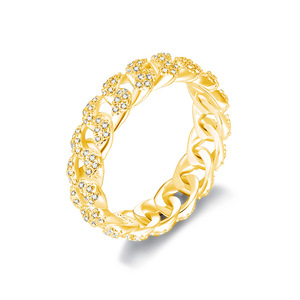 Anillo de cadena retorcida con moissanita pavé, plata de ley S925, bicolor, apilable, de moda, para mujer, regalo. - Product Image 1