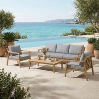 Ensemble de canapés d'extérieur 4 pièces en aluminium avec coussins sandwich de 10 cm, ensemble de conversation pour patio, assise en mousse 22D et coton plat pour jardin