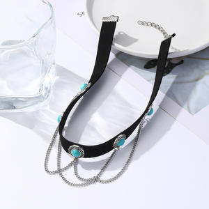 Collana di <span class=keywords><strong>moda</strong></span> personalizzata Punk stile gotico scuro gioielli in pelle nera collane di fascino di ragno fiore Fine - Product Image 6