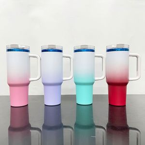 Nouveauté USA : Gobelets de voyage H2.0 de 40 oz avec dégradé de couleurs rouge et bleu, fond plaqué, pour gravure laser - Product Image 4