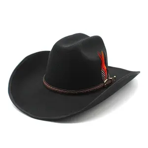 sombrero vaquero wholesale cheap feather belt cowboy hats for men adult