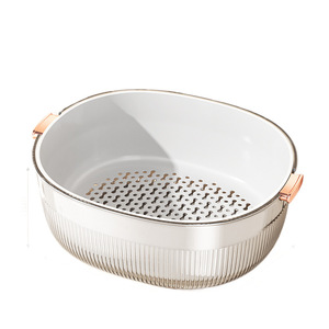 Double Layer Kitchen Colander With Drain <b>Basket</b> For Vegetables Fruits Washing And Storage 30cm Size PP Material - Product Image 3