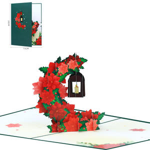 Tươi Cổ Mini Giáng Sinh Wonderland 3D Pop 6-Màu Hình Chữ Nhật Thiệp Chúc Mừng Thẻ Tinh Tế Trạng Nguyên Vòng Hoa Hộp Thư Hàng Rào Cổ Điển - Product Image 5