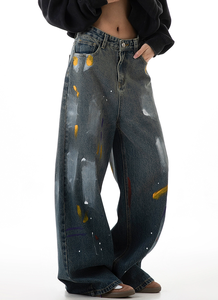 <span class=keywords><strong>Jeans</strong></span> OEM OED Unisex <span class=keywords><strong>Uomo</strong></span> Donna Denim Baggy Modello <span class=keywords><strong>Mom</strong></span> a Vita Alta Lavaggio Monkey Fit Largo a Gamba Larga con Ricami Borchie Toppe Stampa in Cotone - Product Image 4