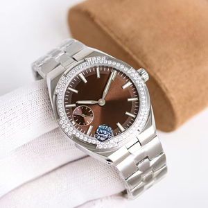 Custom Limited Edition Factory Wholesale Mens <b>Watch</b> Steel <b>Case</b> Diamond Bezel Brown Surface Stainless Steel Link Automatic New - Product Image 3