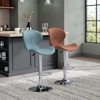 Tabouret de bar pivotant noir réglable de haute qualité Runwood Factory, revêtement en PU, hauteur de comptoir, pour cuisine, restaurant, bar