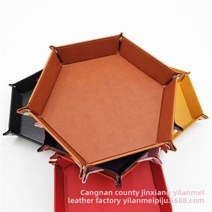 Bandeja y Caja de Almacenamiento de Dados Hexagonal de Cuero Moldeado Plegable Moderna para D&D, al por Mayor, en Stock del Fabricante, para Uso en Fiestas y el Hogar por Adultos - Product Image 4