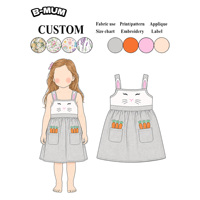 Robe sans manches pour filles, collection Pâques, 2-10 ans, en chambray, avec oreilles de lapin brodées et bretelles, vente en gros