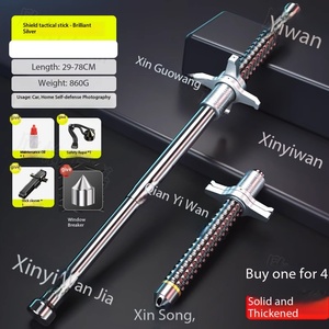 Équipement personnel, bâton pliable à trois sections <span class=keywords><strong>de</strong></span> 26/32/37 pouces, extensible, à pointe en acier, poignée en caoutchouc, alliage - Product Image 6