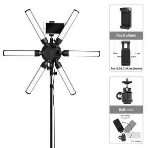 Nouvelle lumière annulaire LED à 6 tubes à intensité variable avec télécommande sans fil pour la photographie, la vidéo, le remplissage de lumière, le maquillage - Product Image 1