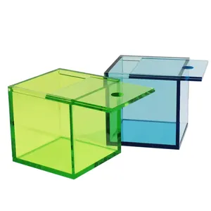 Translucent Acrylic Display Box Square Cube for Home Decor Candy Jewelry Make Up Colorful Acrylic Accessory Storage Case