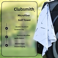 Handuk Golf Mikrofiber Waffle 18x18 dengan Klip Pendingin, Aksesoris Golf Persegi, Hadiah untuk Pria dan Wanita, Warna Putih