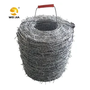 Hecho en China, 500m por rollo, precio bajo, cerca de alambre de púas de prisión, alambre de púas galvanizado en caliente eléctrico