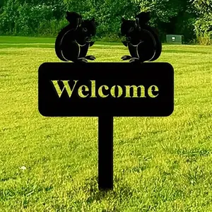 Squirrel Squirrel Garden Post Garden Decor Sign Outdoor Decor Patio Art Deco Lawn Garden Decor Gift