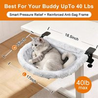 Lit pour chat personnalisable à clipser sur le bureau, pliable, respirant, en maille, avec housse amovible et lavable, 40 lb
