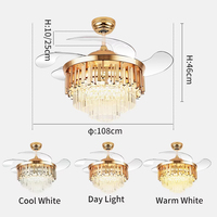 2049A Lustre en cristal ventilateur de plafond avec lumière avec télécommande