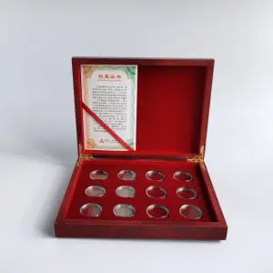 กล่องไม้สำหรับใส่เหรียญ12ชิ้น,กล่องไม้ทรงกลมที่ใส่เหรียญเคสเก็บของกล่องไม้สำหรับแสดงของสะสมไม้กล่องป้องกัน