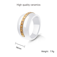 Bague en céramique ShuoyeW 14MM, luxe léger, noir et blanc, acier inoxydable, rangée unique de diamants incrustés, bijoux en céramique, 653