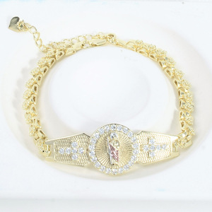 Bracelet chrétien tendance de haute qualité plaqué or 14 carats avec pierres en zircone micro-pavées CZ, charmes Pulsera San Judas Tadeo - Product Image 6