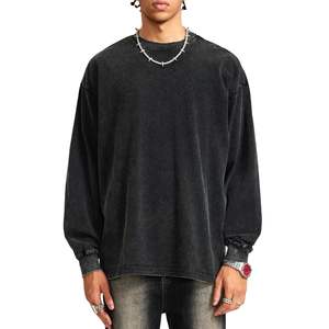 T-shirt à manches longues en coton peigné 230g, lourd, respirant, grande taille, épaules tombantes, lavé, <span class=keywords><strong>vintage</strong></span>, vêtements d'automne, blanc - Product Image 4