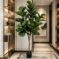 Grüner Künstlicher Ficus Lyrata Baum mit Echtem Aussehen für Innenräume, Geschäfte, Hotels, Büros, Heimdekorationen, Hochzeits-Blumenarrangements