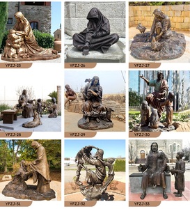 Sculpture de Jésus portant la croix en bronze grandeur nature YOUFINE, statue de la Passion du Christ pour église, cour, parc religieux - Product Image 3