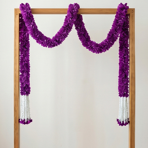 Artificial Purple and <b>White</b> Flower Garland Decorative <b>Hanging</b> Floral Mala for Wedding Festival Temple Event Decoration - Product Image 4